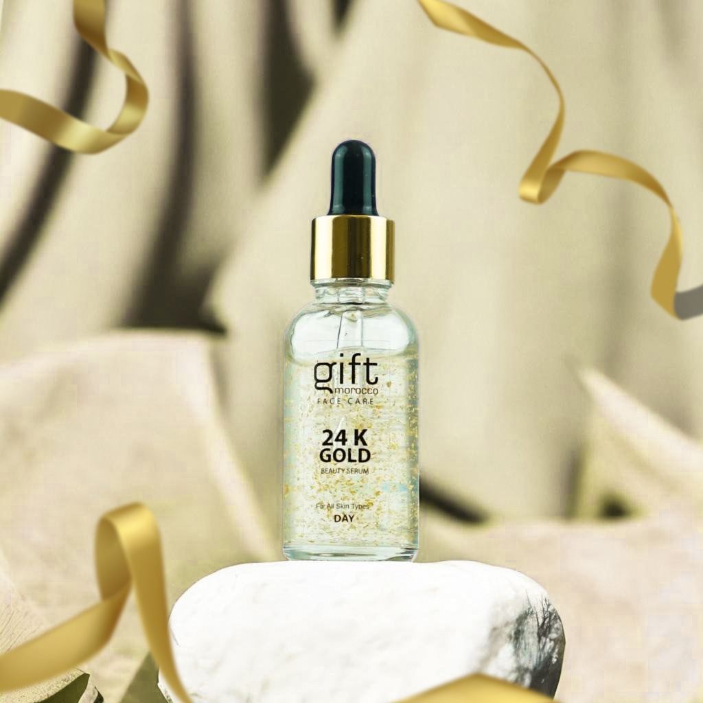 24 k gold serum for face care ant-aging natural cosmetic product gift morocco
